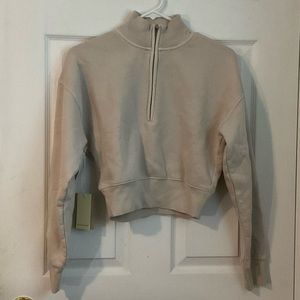 Aritzia Wilfred Free Free Fleece 1/2 Zip Matte Pearl